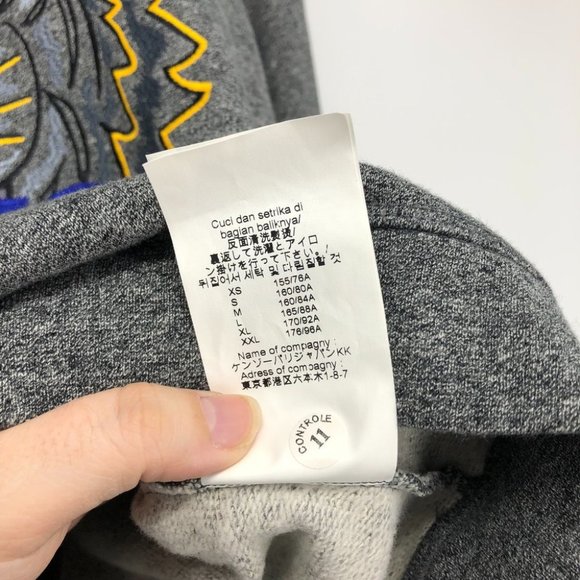 Kenzo light grey crewneck Tiger embroidered pullover sweater men’s XS - Picture 7 of 16